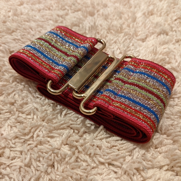 Express Metallic Mutli-color Stretchy Belt - Picture 2 of 6